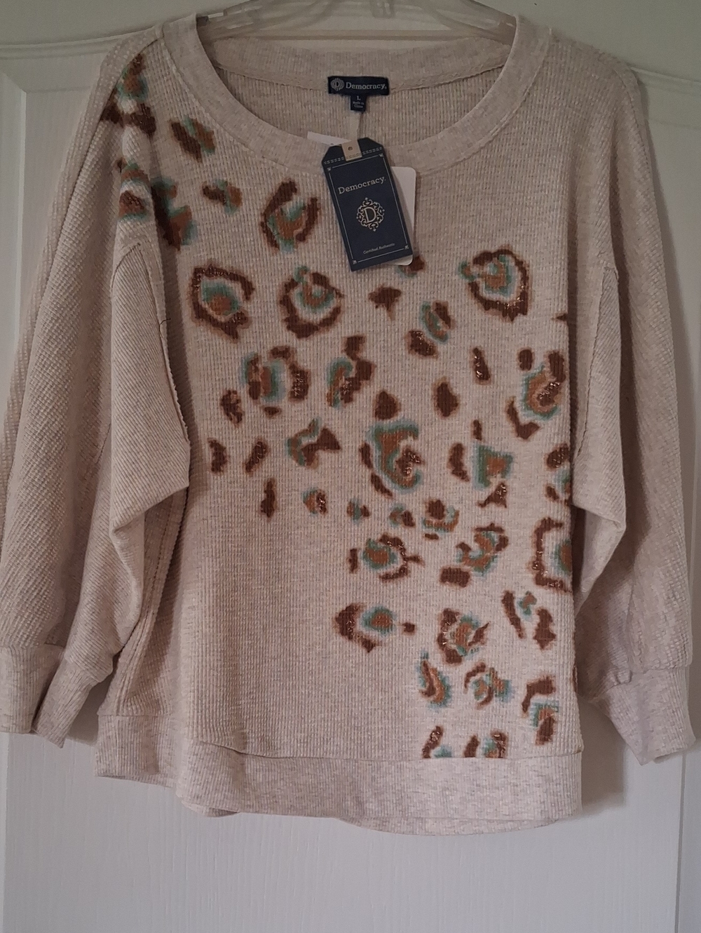 Democracy Cream Leopard-Print Sweater